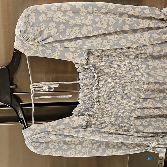 💕REFORMATION💕 Zaria Mini Dress ~ Sofie Light Blue Floral Print Medium M - Picture 14 of 16